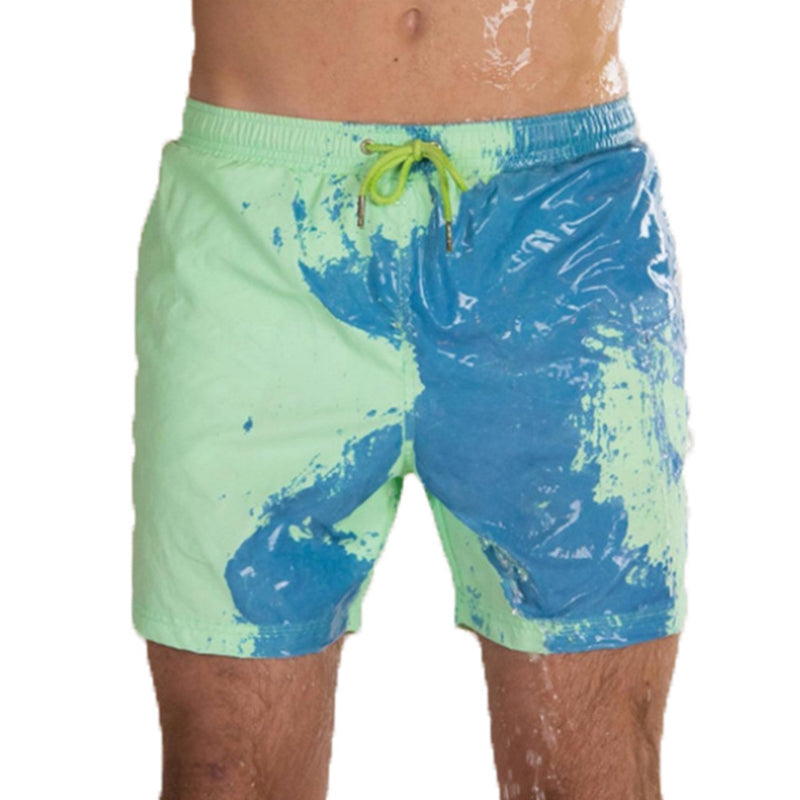 Short de plage magique à changement de couleur pour homme