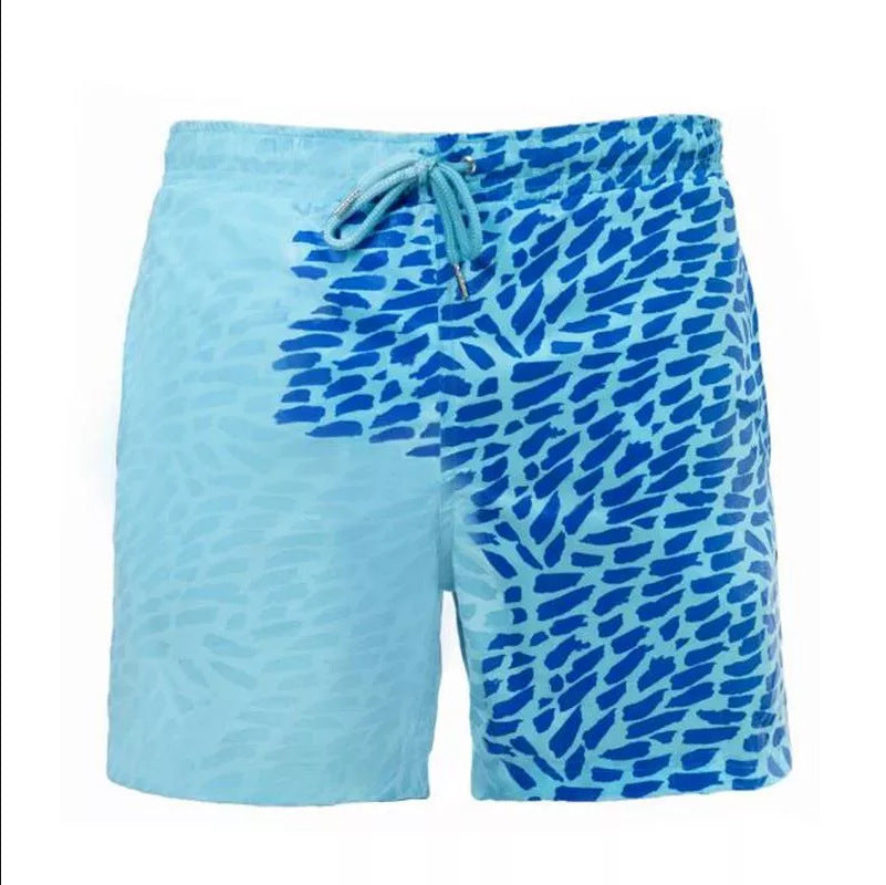 Short de plage magique à changement de couleur pour homme