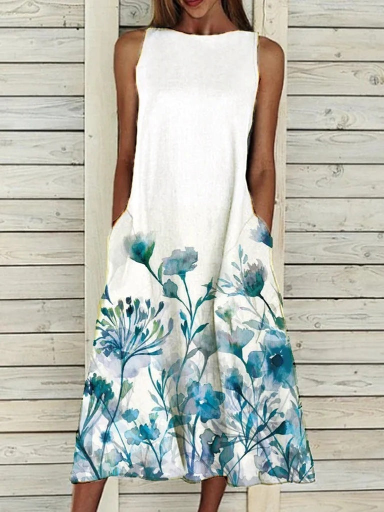 Summer Vintage Floral Print Loose A-Line Dresses