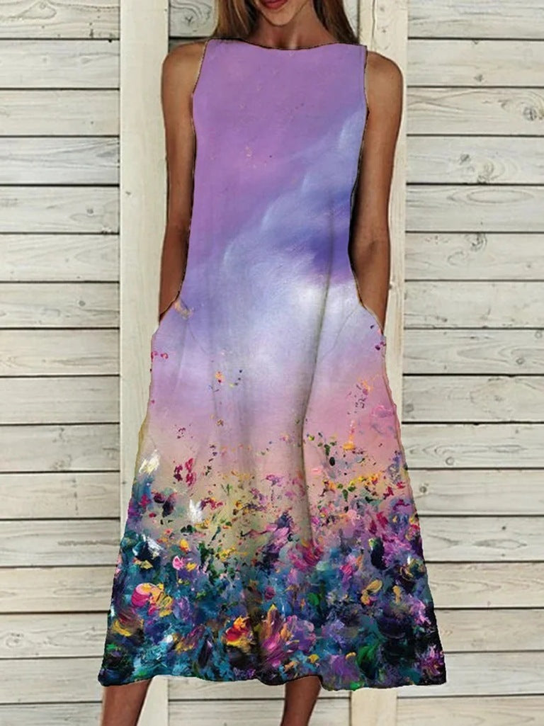 Summer Vintage Floral Print Loose A-Line Dresses