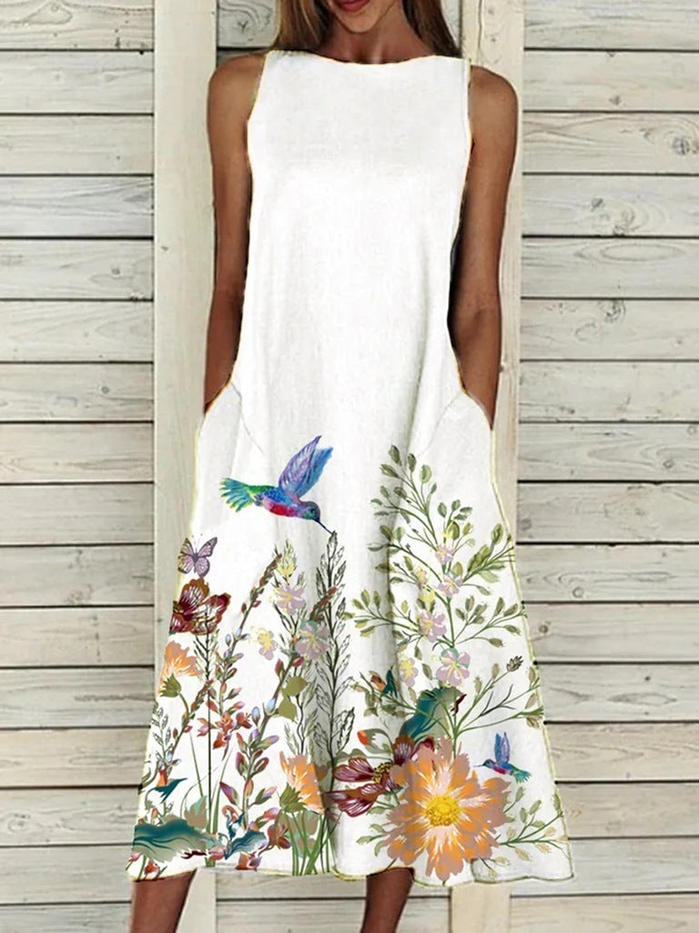 Summer Vintage Floral Print Loose A-Line Dresses