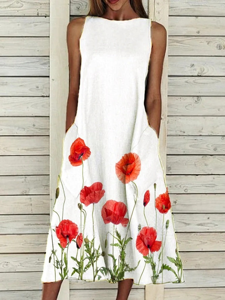 Summer Vintage Floral Print Loose A-Line Dresses