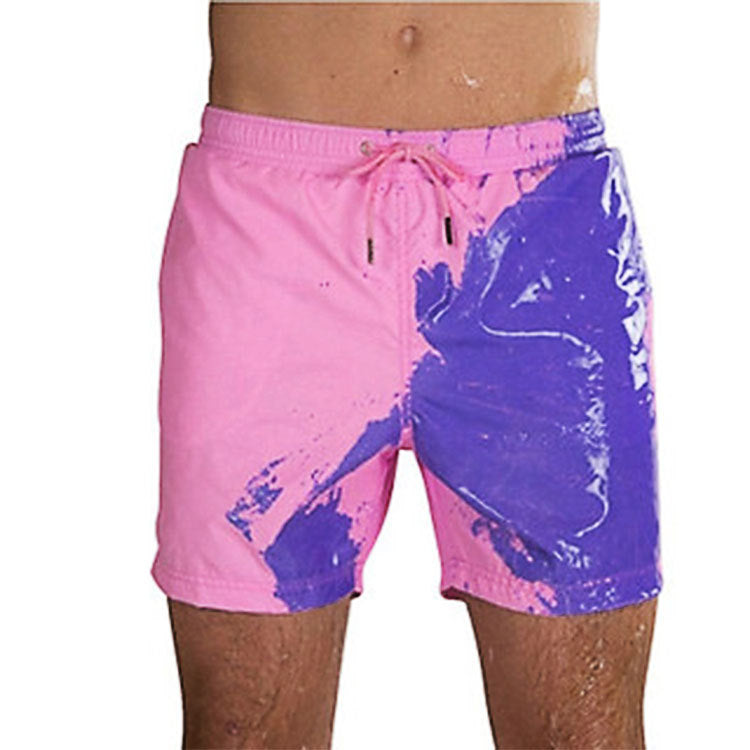 Short de plage magique à changement de couleur pour homme