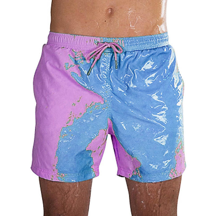 Short de plage magique à changement de couleur pour homme