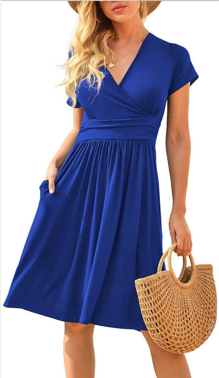 Ruffle Floral Dress Women Short Sleeve A Line Dresses