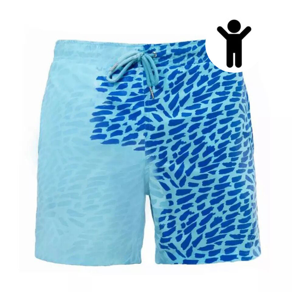 Short de plage magique à changement de couleur pour homme