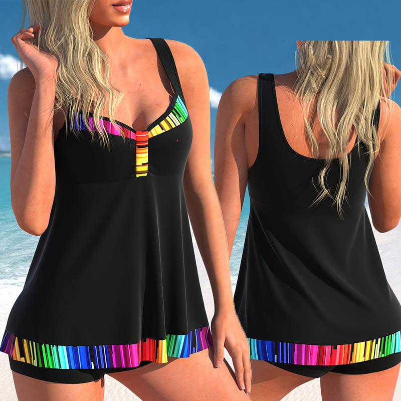 Women's Split Large Size Swimsuit Printed Skirt Swimwear