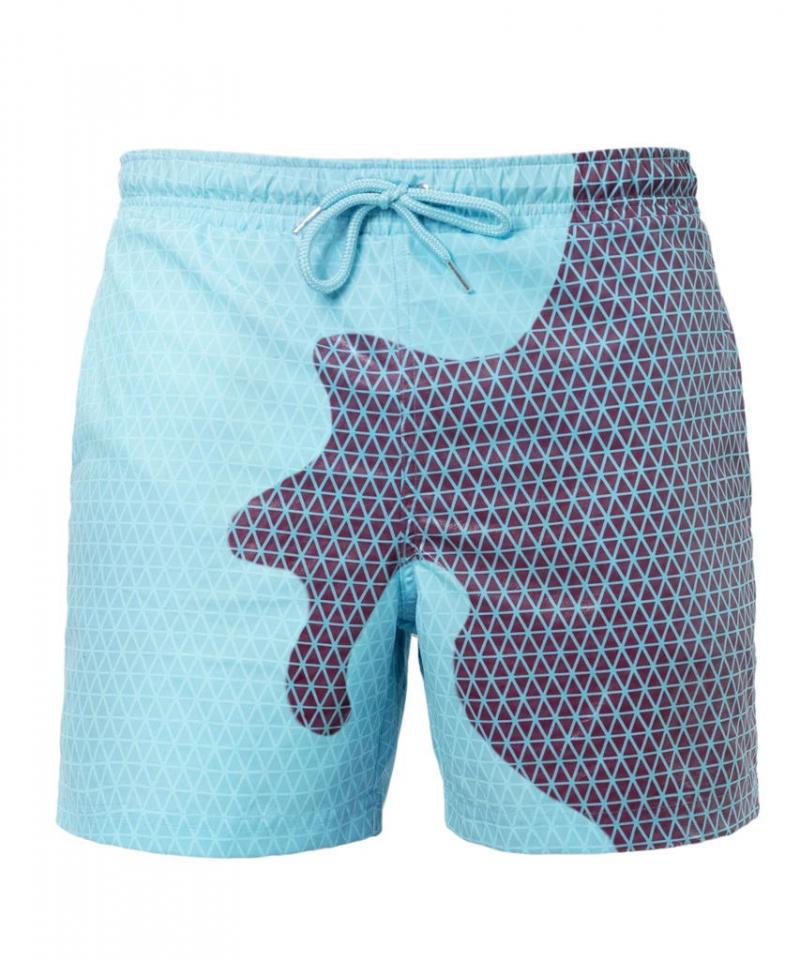 Short de plage magique à changement de couleur pour homme