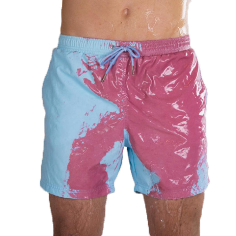 Short de plage magique à changement de couleur pour homme