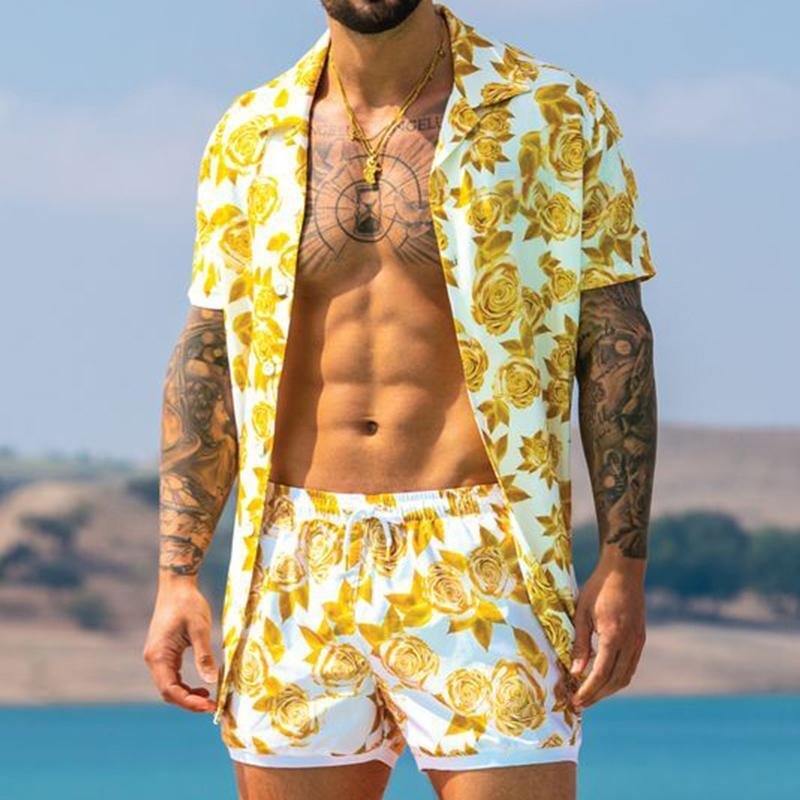 Loose Shirt Casual Men's Shorts Set