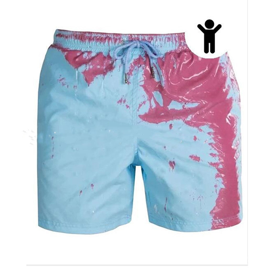 Short de plage magique à changement de couleur pour homme