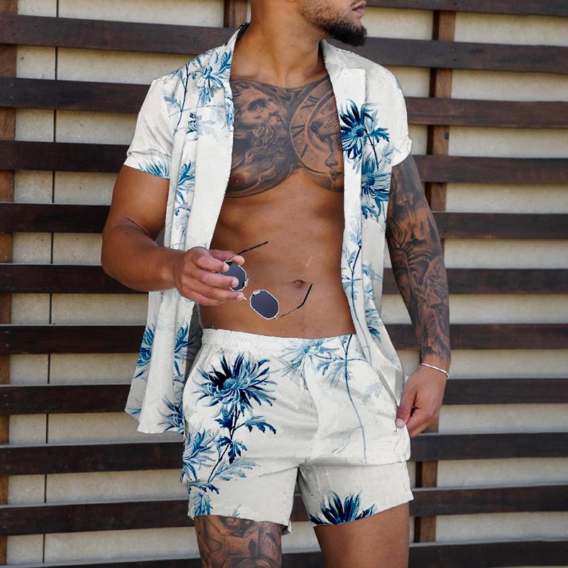 Loose Shirt Casual Men's Shorts Set