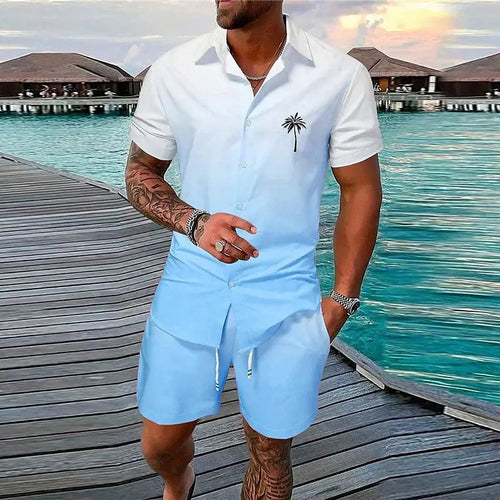 Ensemble short de plage décontracté pour homme, idéal pour les fêtes d'été à la plage.