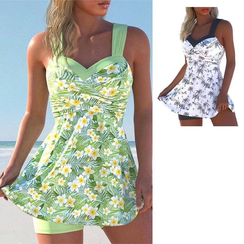 Belly Covering Boxer Hot Spring Plus Size Two Piece Swimwear