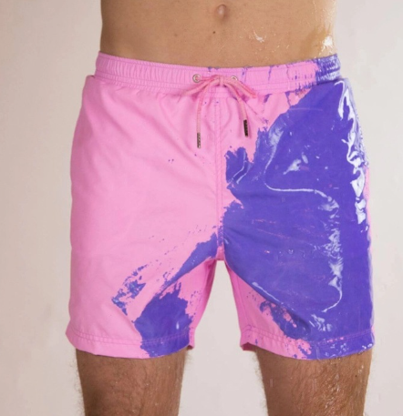 Short de plage magique à changement de couleur pour homme