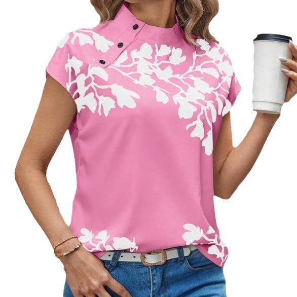 Casual Stand Collar Short Sleeve Regular Pullover