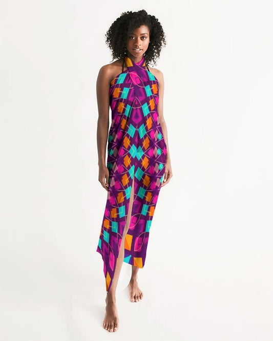 Sheer Sarong Swimsuit Cover Up Wrap / Purple Kaleidoscope