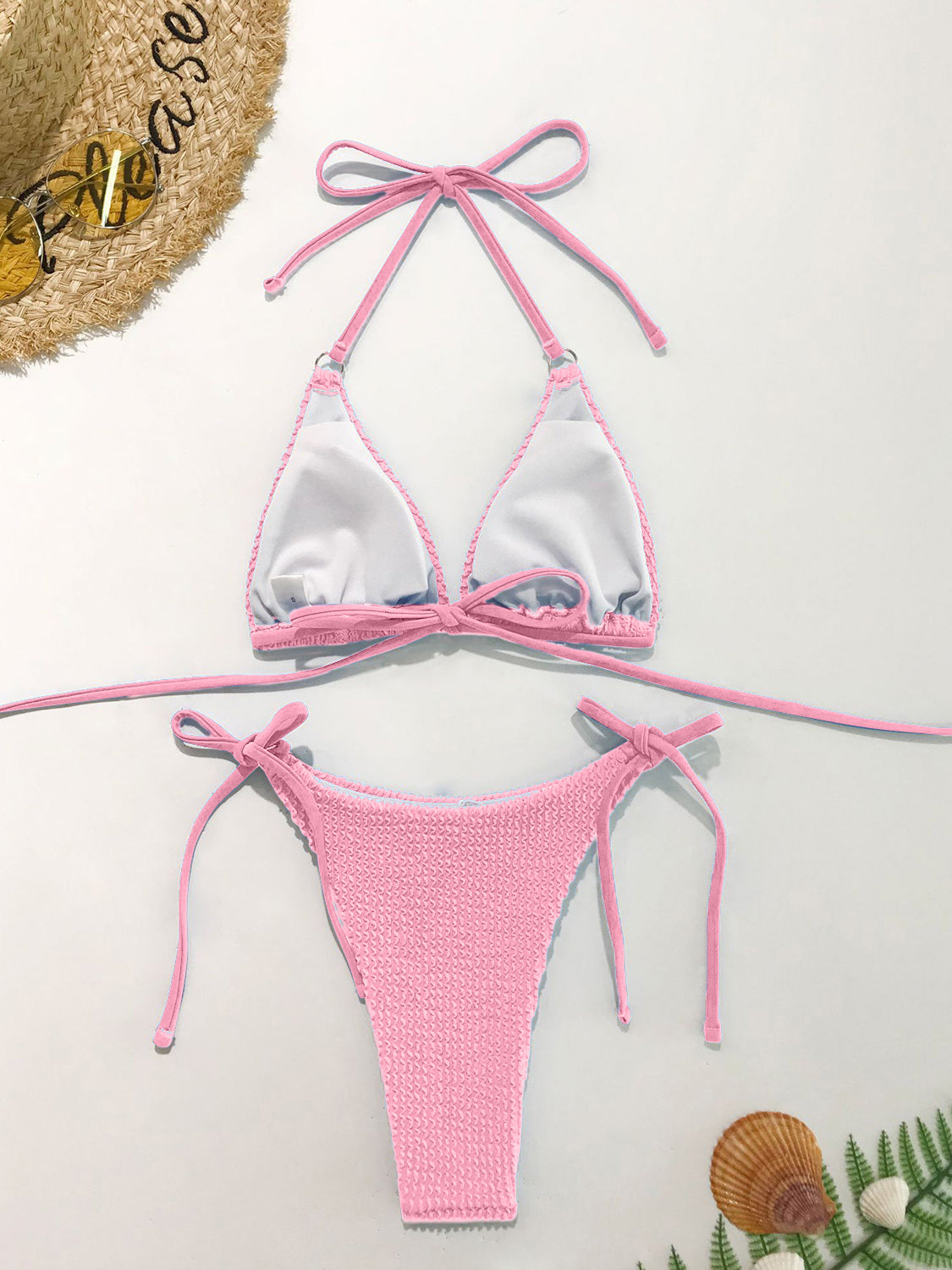 Ensemble bikini deux pièces texturé à col licou