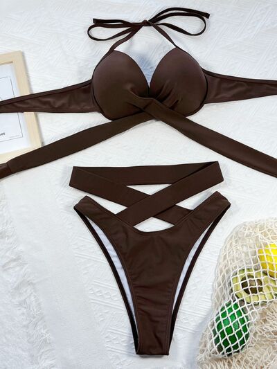 Ensemble de bikini à col licou croisé