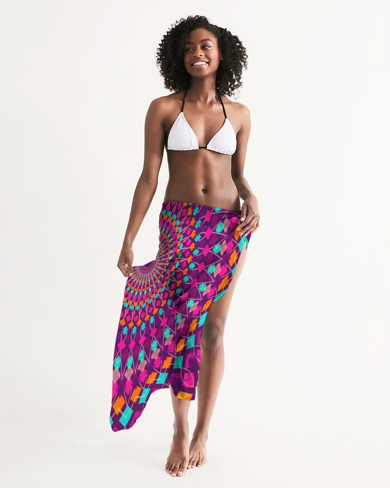 Sheer Sarong Swimsuit Cover Up Wrap / Purple Kaleidoscope