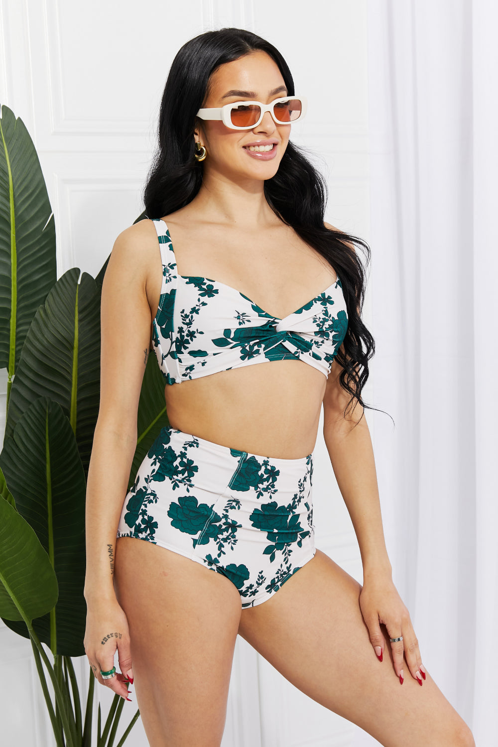 Bikini taille haute Marina West Swim Take A Dip Twist en forêt