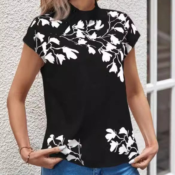 Casual Stand Collar Short Sleeve Regular Pullover