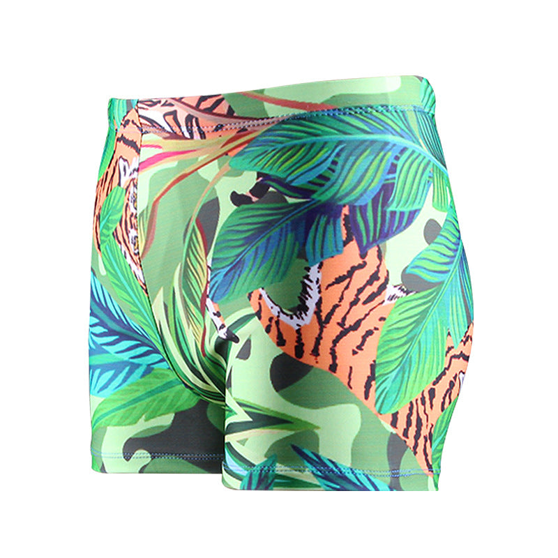 Breathable Quick-drying Long Square Cut Printed Swim Trunks