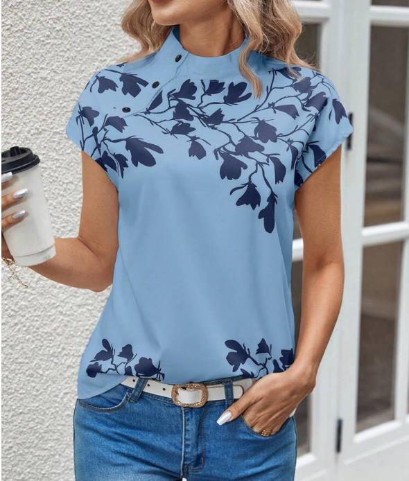 Casual Stand Collar Short Sleeve Regular Pullover
