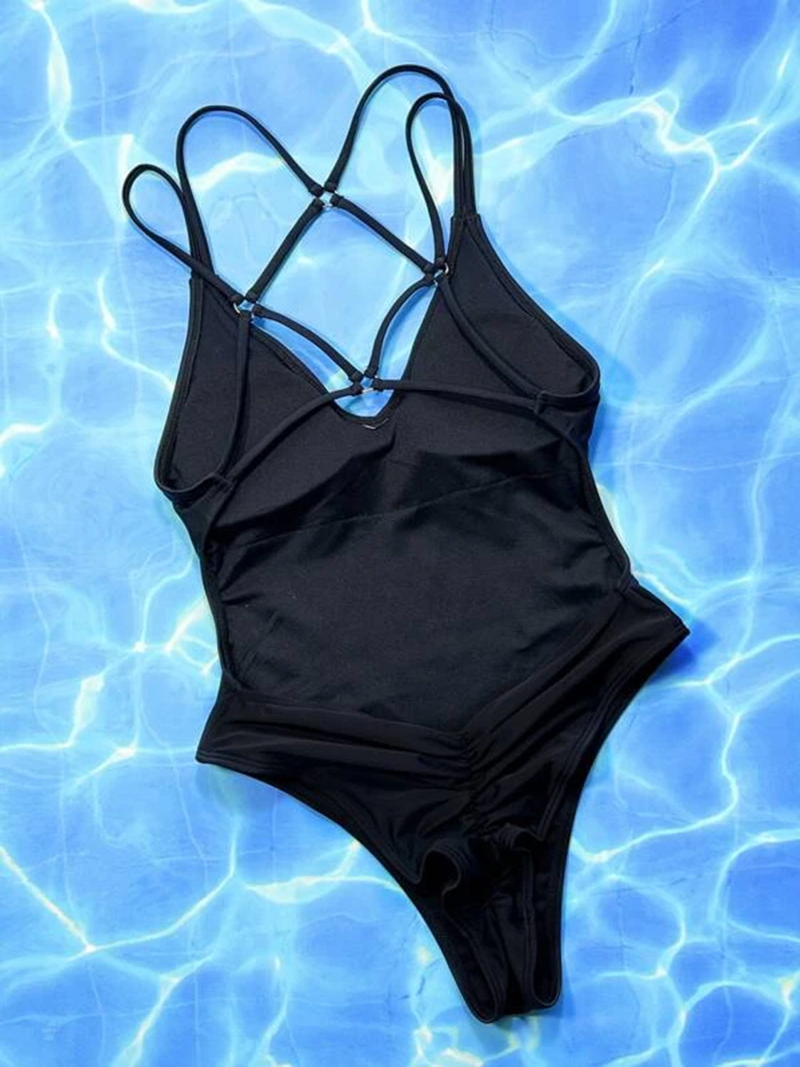 Maillot de bain une pièce sans manches à col en V croisé