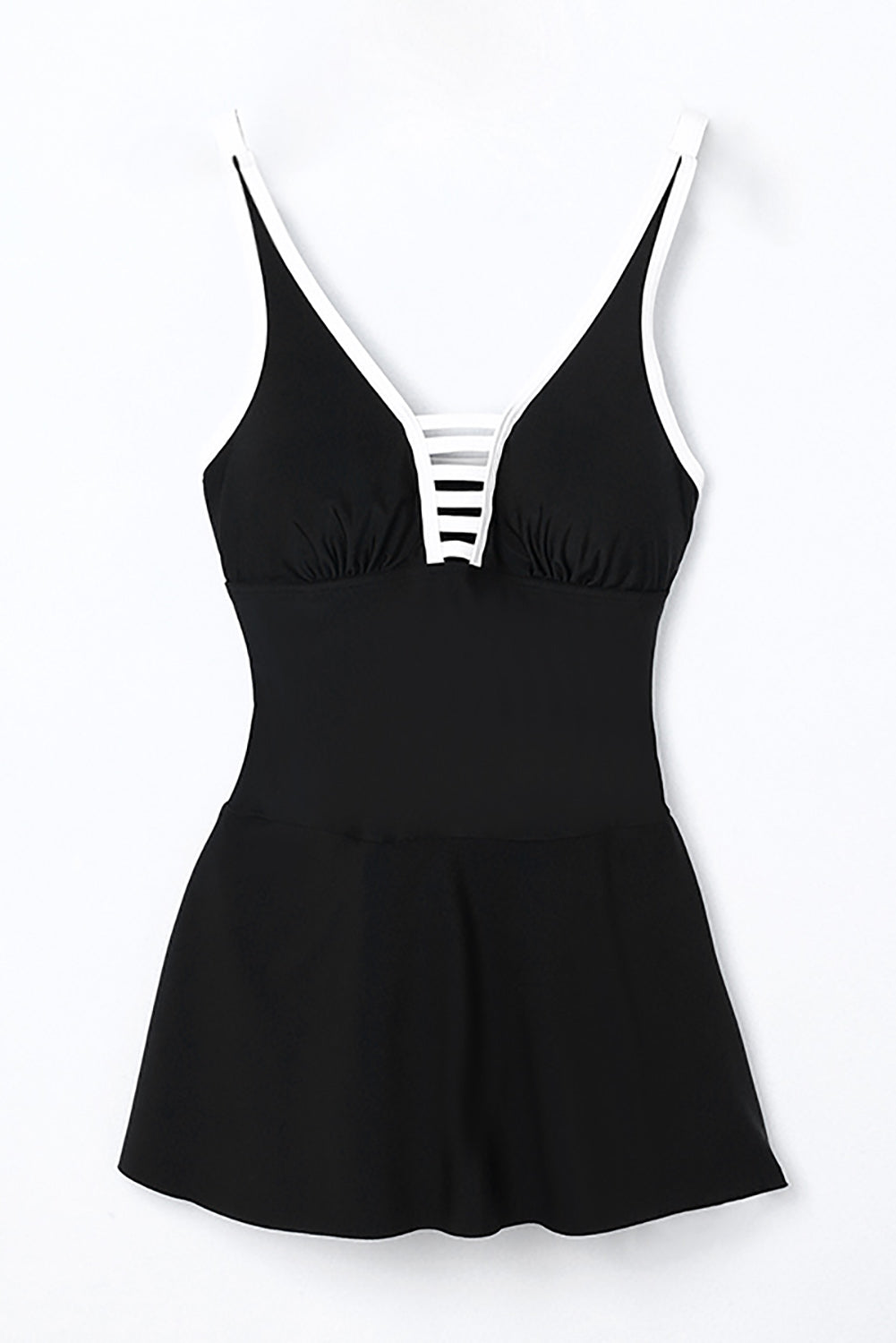 Strappy V Neck Backless One Piece Swim Dress