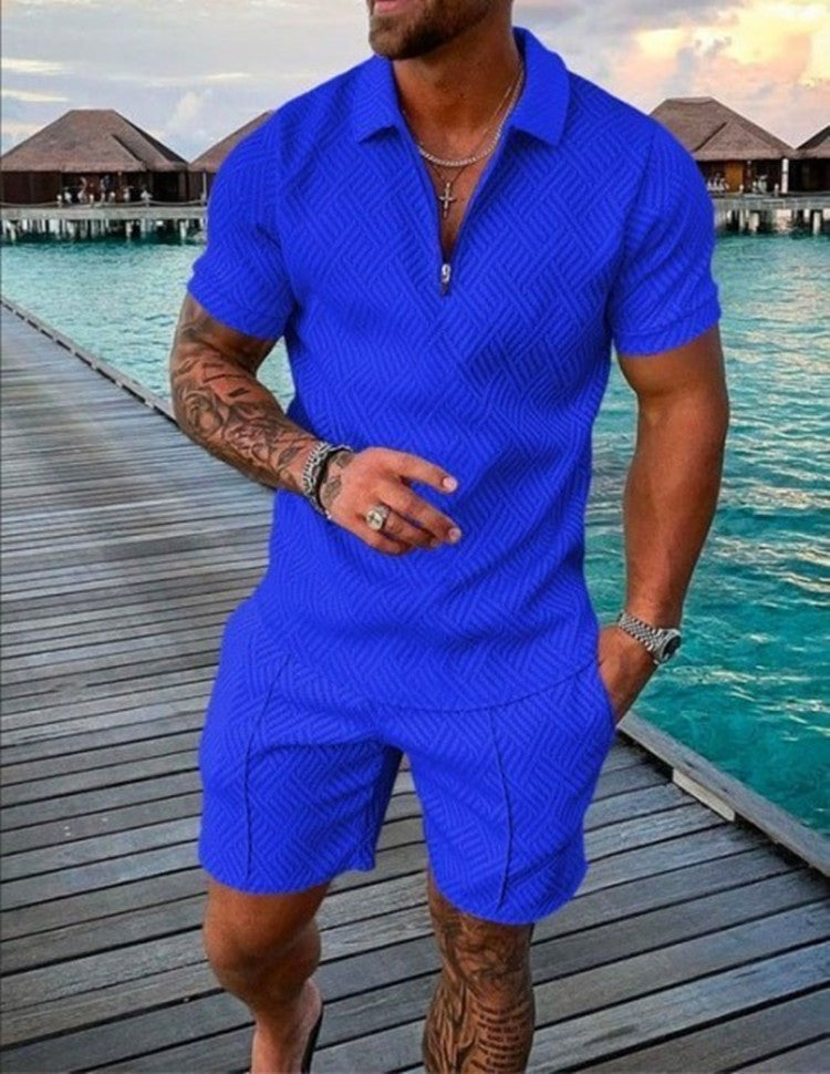 Men's Summer Short Sleeve Shorts Casual Suit