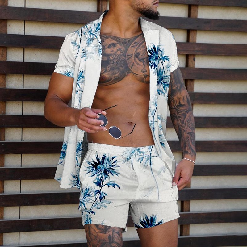 Loose Shirt Casual Men's Shorts Set