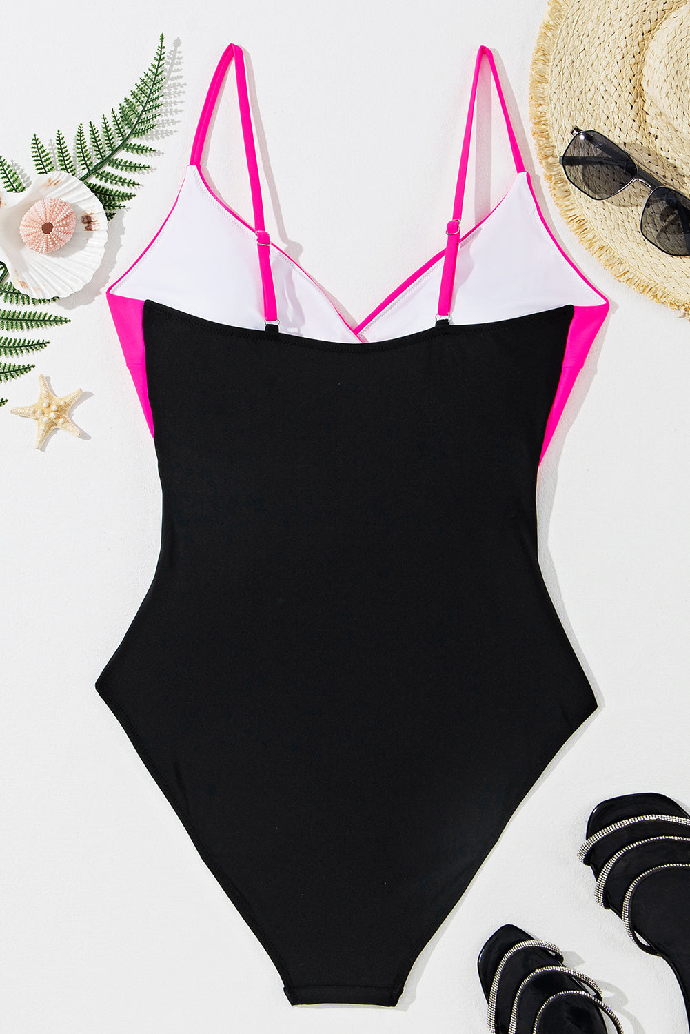 Light Blue Two Tone Colorblock Cutout One Piece Swimsuit