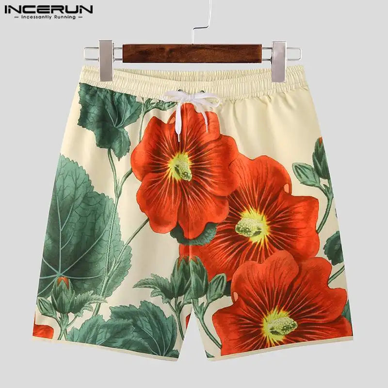 Flower Style men beach short set