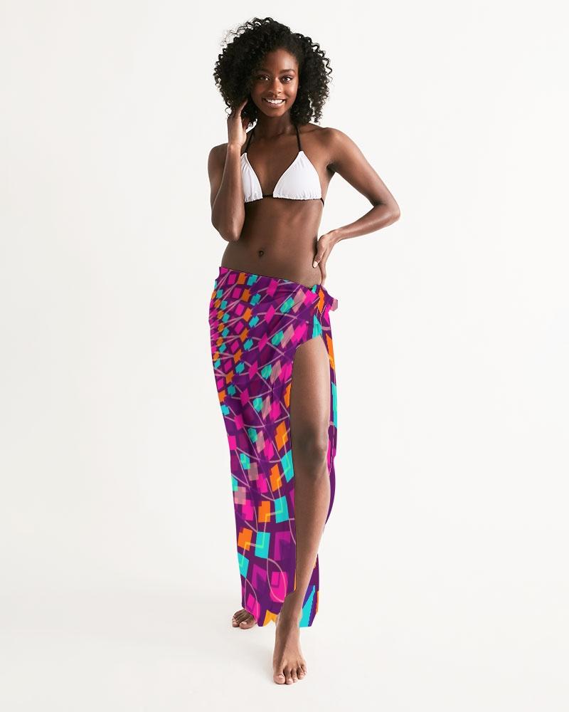 Sheer Sarong Swimsuit Cover Up Wrap / Purple Kaleidoscope