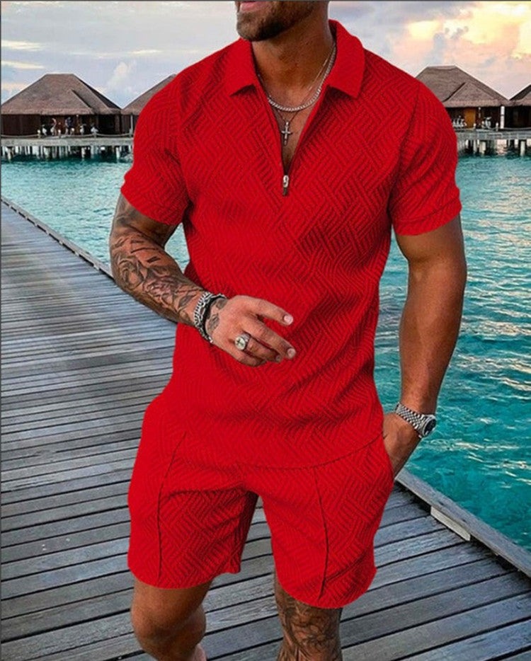 Men's Summer Short Sleeve Shorts Casual Suit