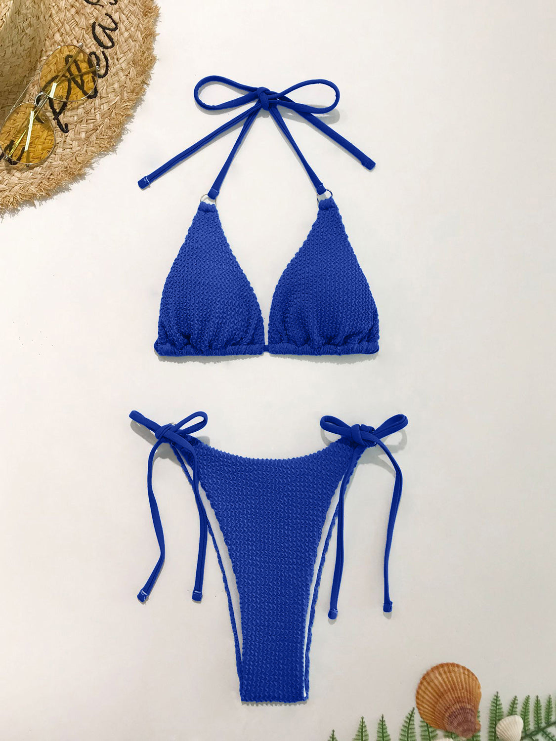 Ensemble bikini deux pièces texturé à col licou