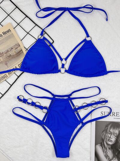 Ensemble bikini deux pièces à découpes et col licou