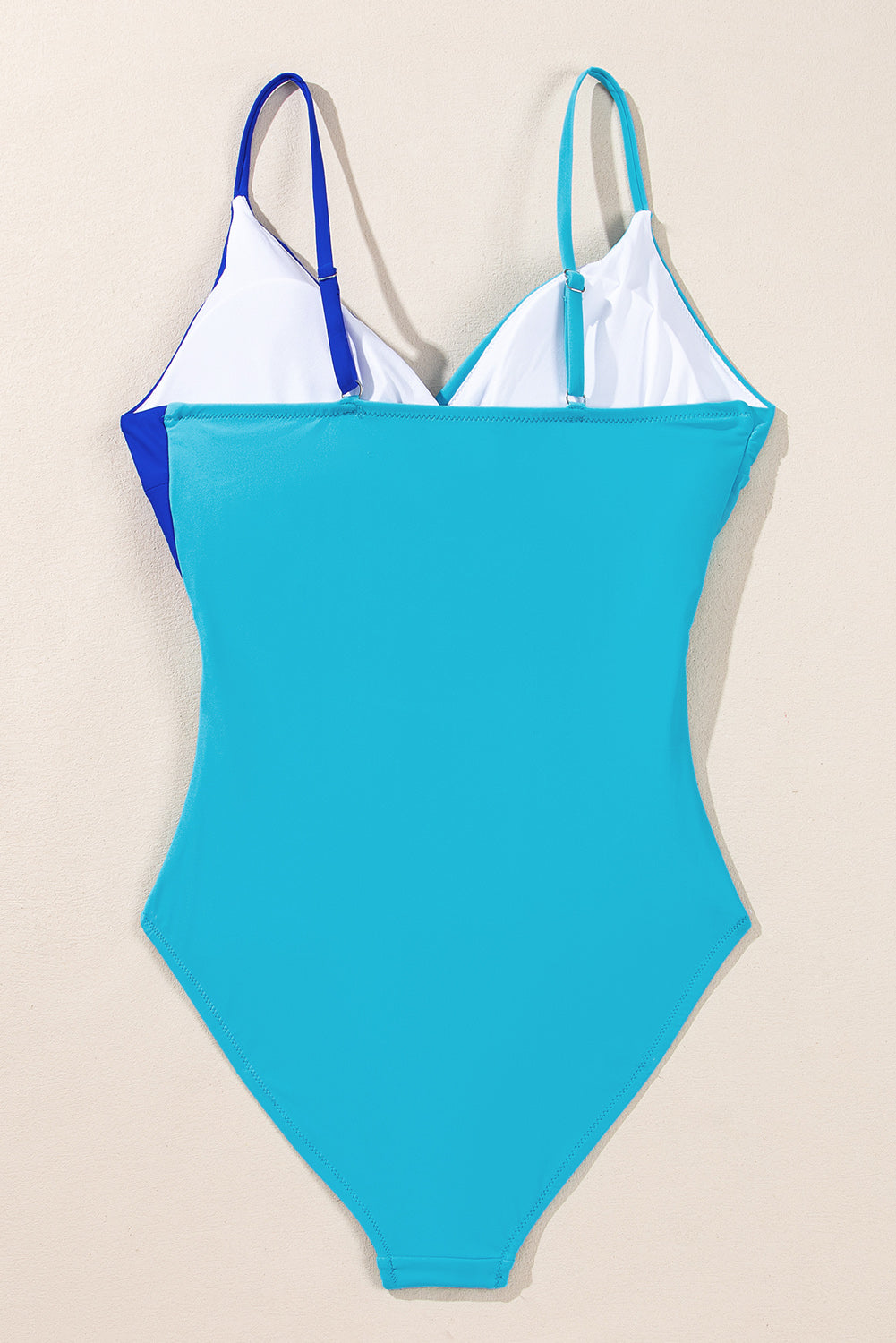 Light Blue Two Tone Colorblock Cutout One Piece Swimsuit