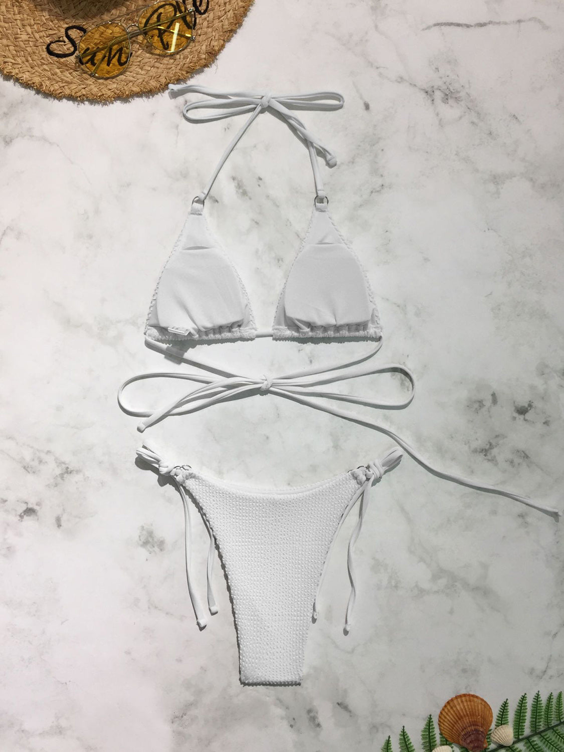 Ensemble bikini deux pièces texturé à col licou