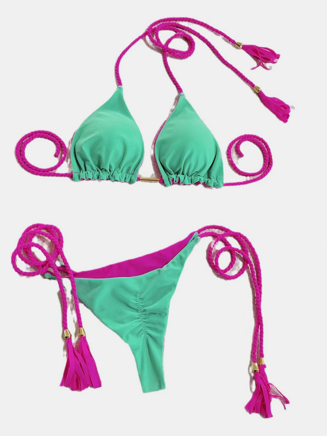 Ensemble bikini deux pièces à col licou contrasté