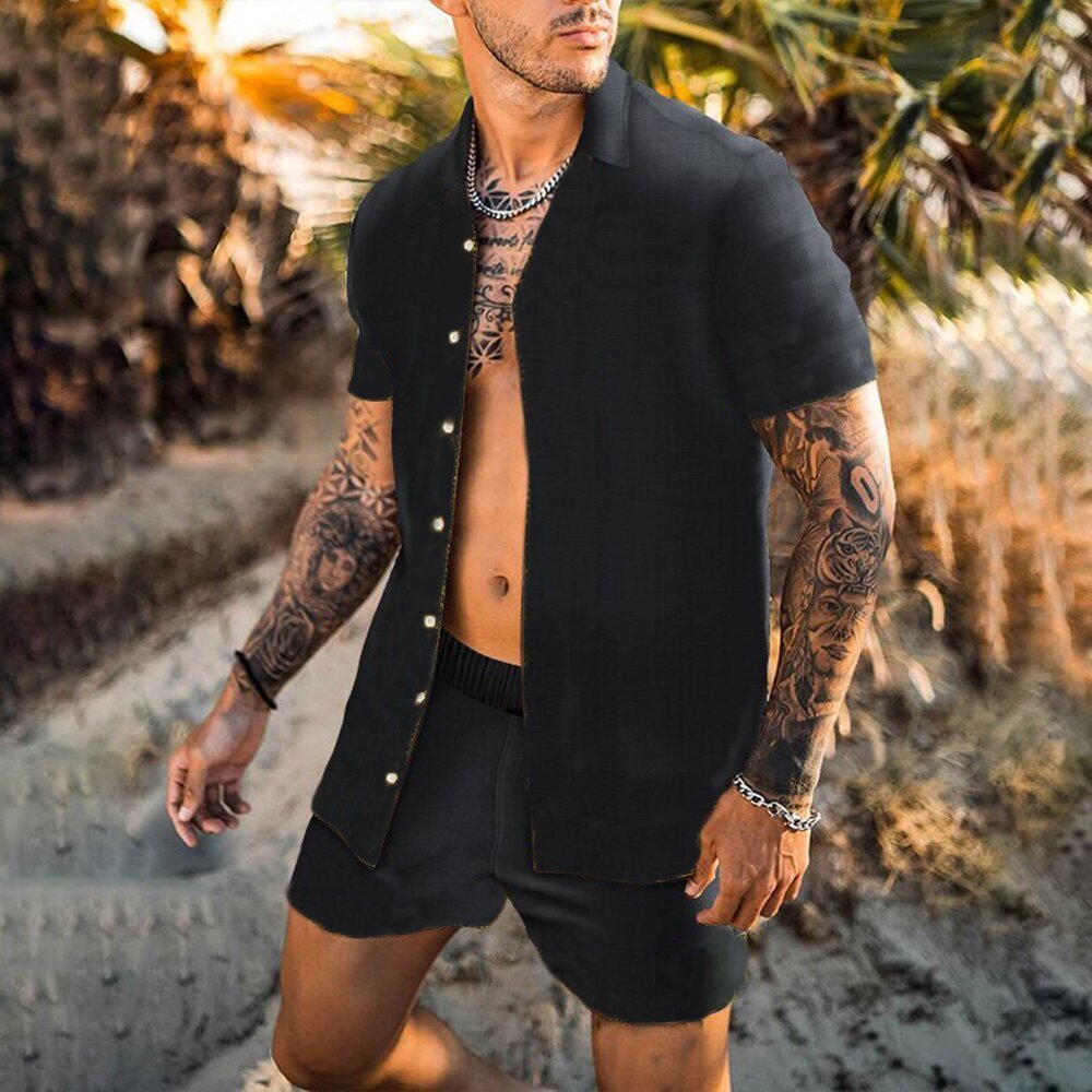 Loose Shirt Casual Men's Shorts Set