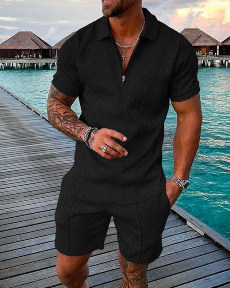 Men's Summer Short Sleeve Shorts Casual Suit