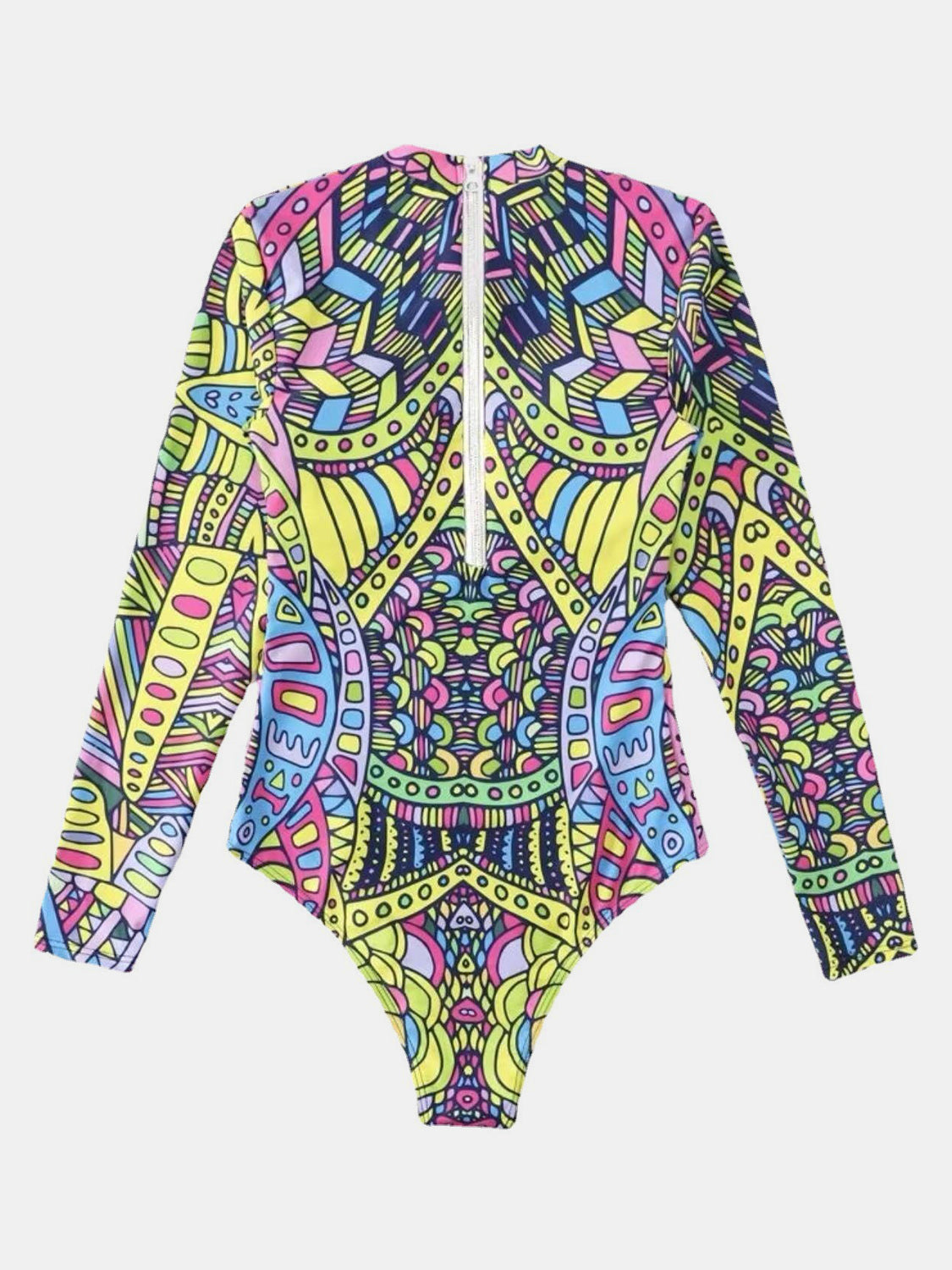 Mock Neck Long Sleeve One-Piece Swimwear