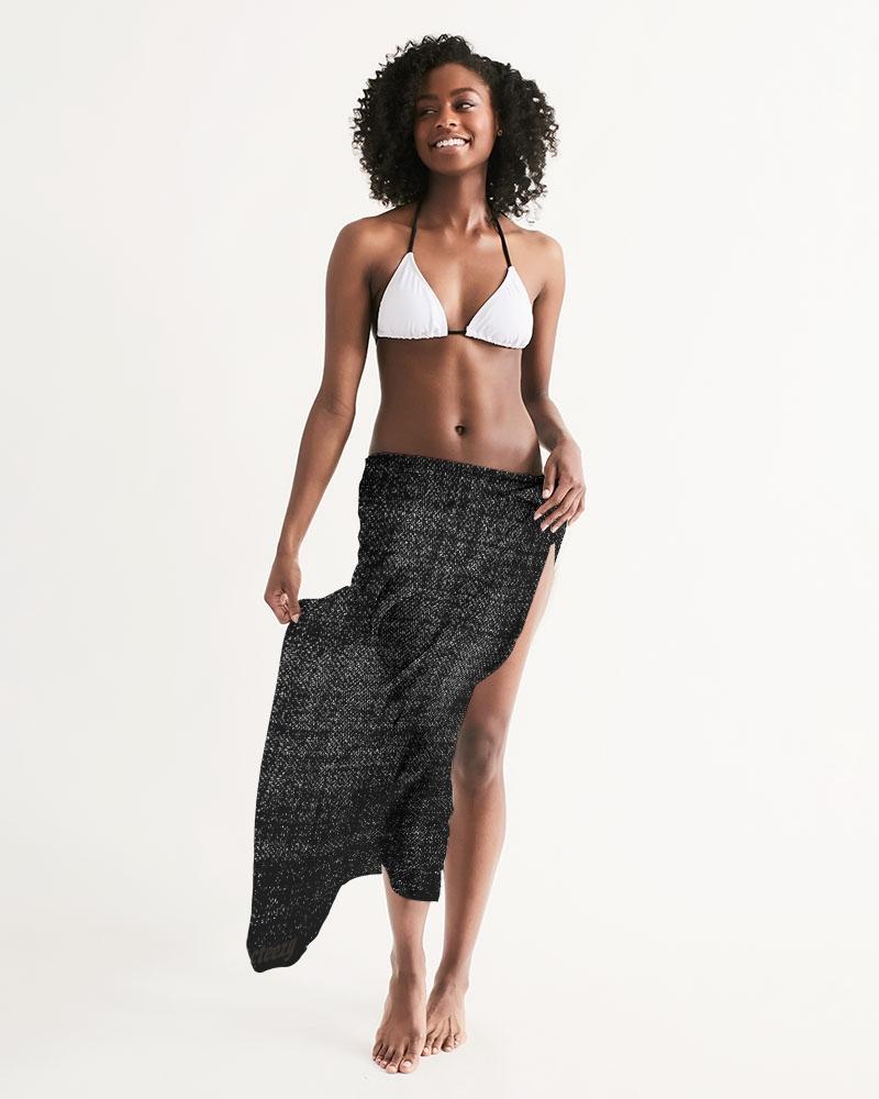 Sheer Sarong Swimsuit Cover Up Wrap / Distressed Black