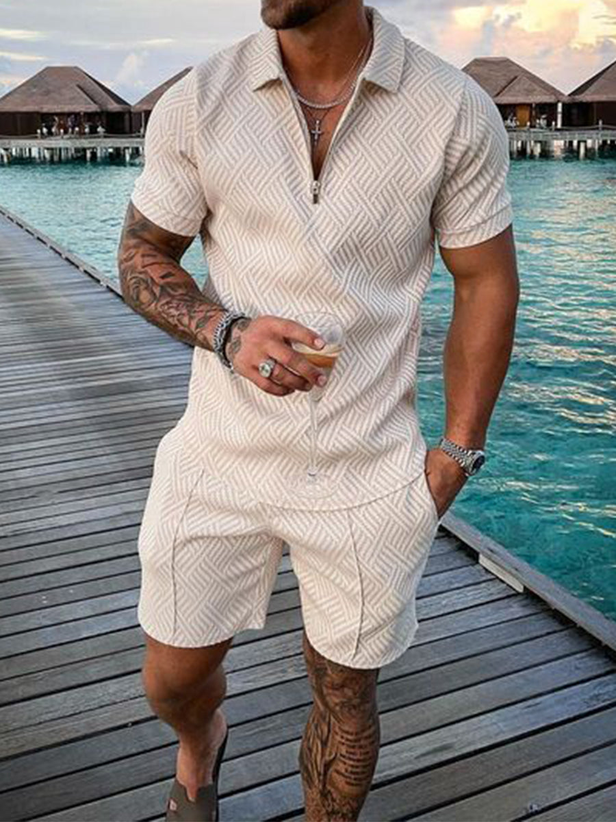 Men's Summer Short Sleeve Shorts Casual Suit