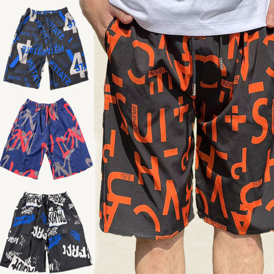 Printed Board Shorts Drawstring Casual Pants Summer