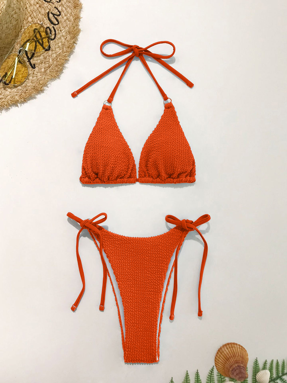 Ensemble bikini deux pièces texturé à col licou