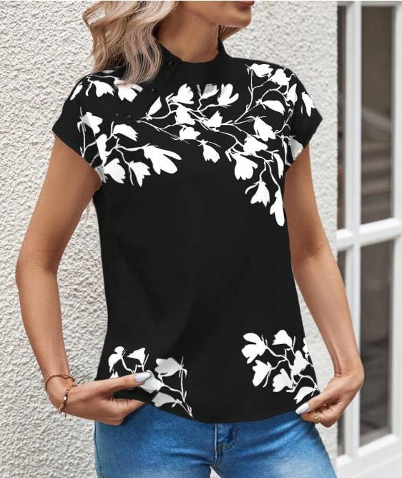 Casual Stand Collar Short Sleeve Regular Pullover