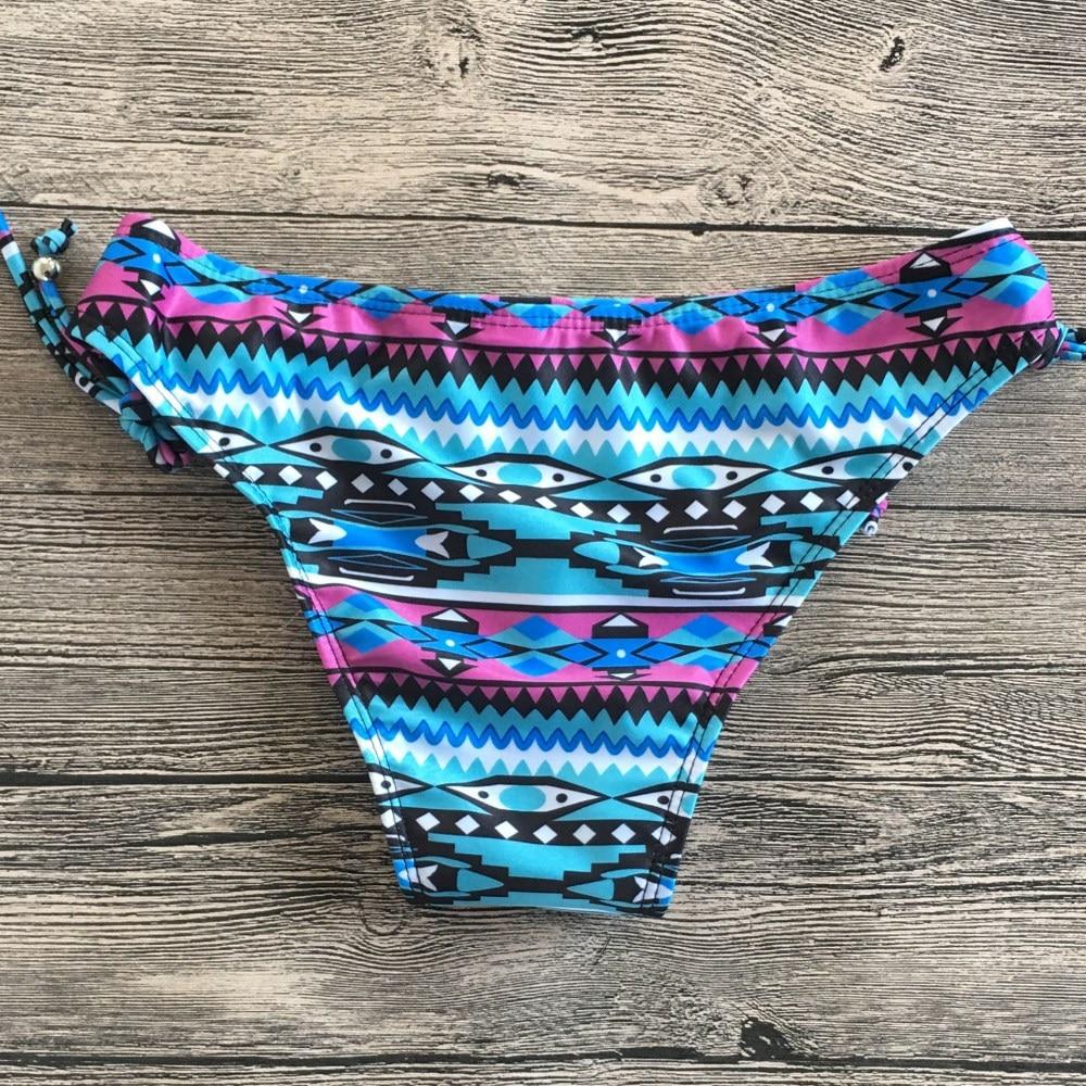 Two Piece Bikini Push Up Geometric Print Lace-up Thong Bikini Swim